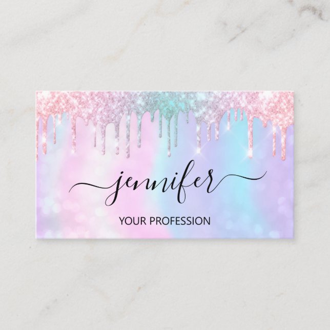 Carte De Visite Maquillage Artiste Lash Holographe ongles cheveux  (Devant)