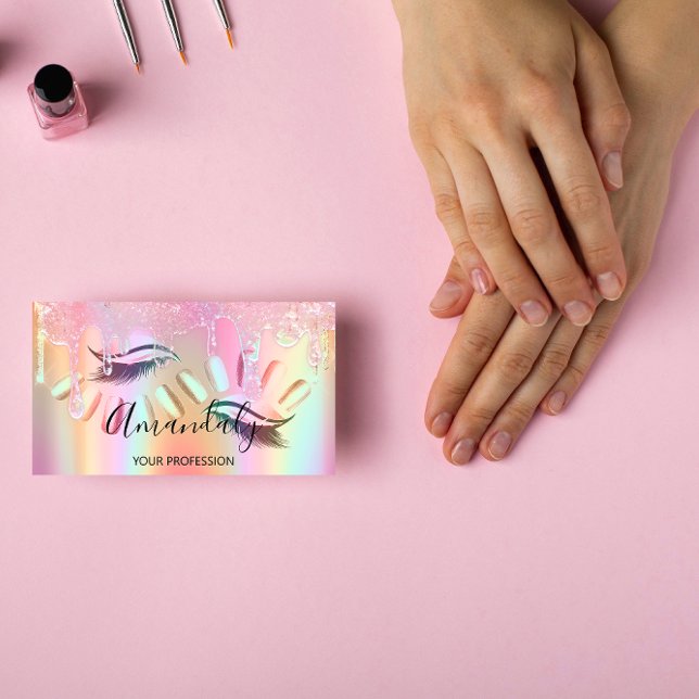 Carte De Visite Maquillage Artiste Lash Nails Logo Personnalisé Dr (Créateur téléchargé)