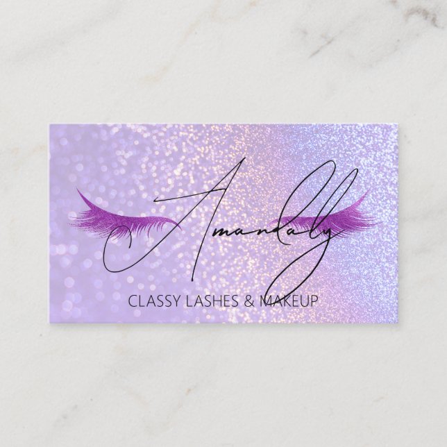 Carte De Visite Maquillage Artiste Lash QR LOGO Parties scintillan (Devant)