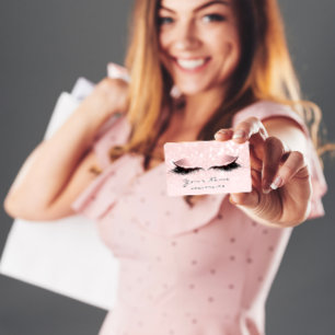 Carte De Visite Maquillage Artiste Lashes Parties scintillant Rose