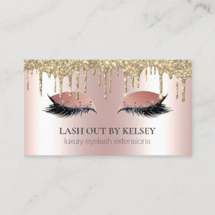 Carte De Visite Maquillage Artiste Lashes Rose Gold + 14k Parties