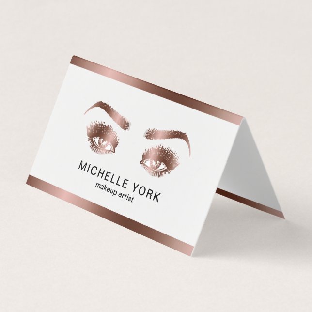 Carte De Visite Maquillage Artiste Lashes Rose Gold Eyes Brows (Devant)