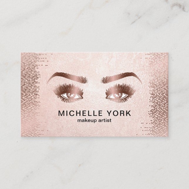 Carte De Visite Maquillage Artiste Lashes Rose Gold Eyes Brows (Devant)