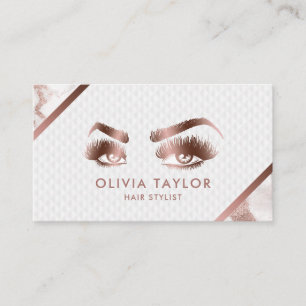 Carte De Visite Maquillage Artiste Lashes Yeux Marbre Rose or