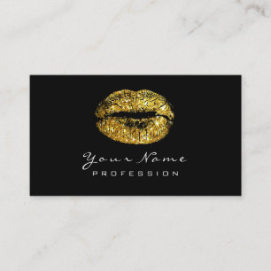 Carte De Visite Maquillage Artiste Lèvres Faux Gold Lipstick Noir