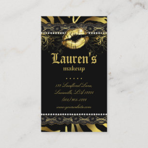 Carte De Visite Maquillage Artiste Lèvres N dentelle Or Zèbre mode