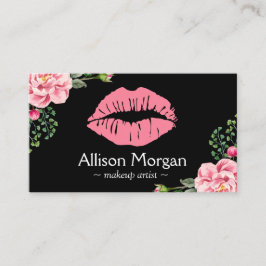 Carte De Visite Maquillage Artiste Lèvres Roses Vintage Décor Flor