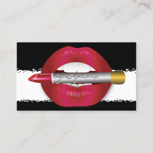 Carte De Visite Maquillage Artiste Lèvres rouges Tordu papier look