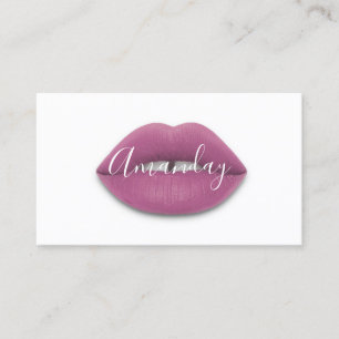 Carte De Visite Maquillage Artiste Lèvres violettes blanches Logo 