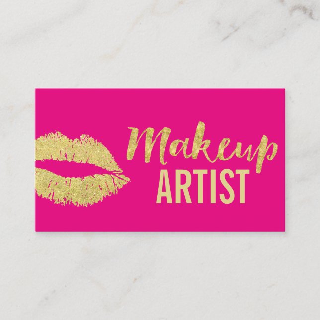 Carte De Visite Maquillage Artiste Lièvres Or Moderne Hot Rose (Devant)