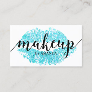 Carte De Visite Maquillage Artiste Lipes Turquoise Imprimer Salon
