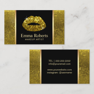Carte De Visite Maquillage Artiste Luxe Lips Or Moderne Salon de B