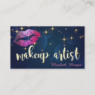 Carte De Visite Maquillage Artiste Moderne Glitterie Lièvres Étoil