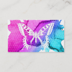 Carte De Visite Maquillage Artiste Papillon Elégant Aquarelle