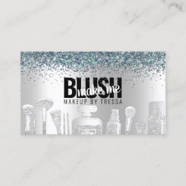 Carte De Visite Maquillage Artiste Parties scintillant Argent + Pe