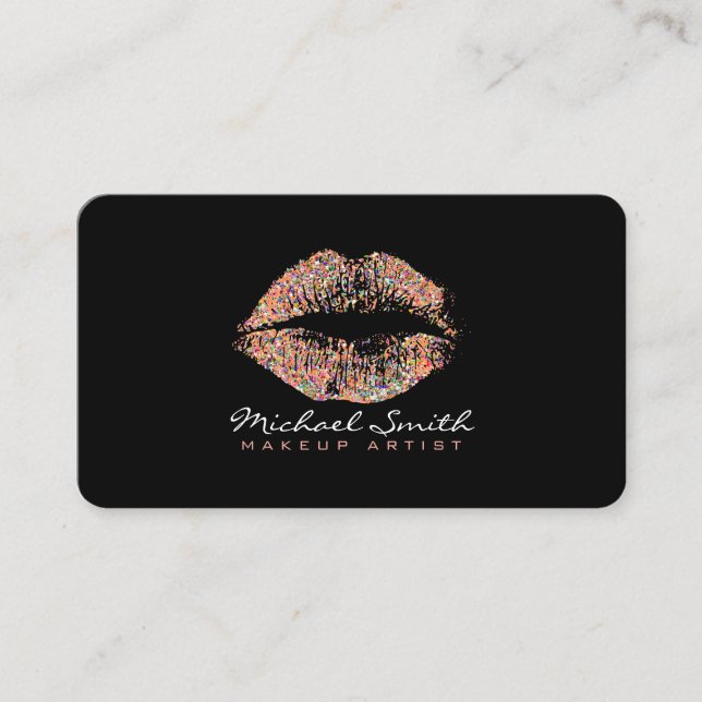 Carte De Visite Maquillage Artiste Parties scintillant Lèvres mult (Devant)