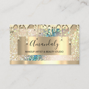Carte De Visite Maquillage Artiste Parties scintillant Or Holograp