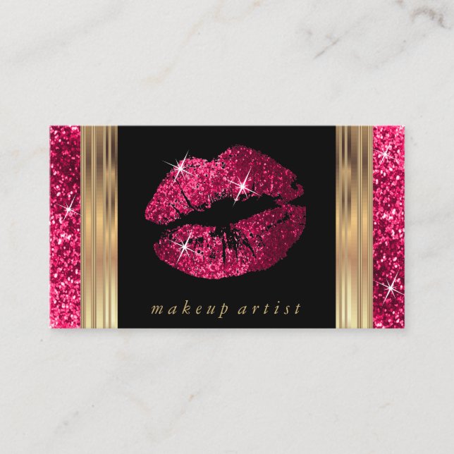 Carte De Visite Maquillage Artiste Parties scintillant rose chaud (Devant)