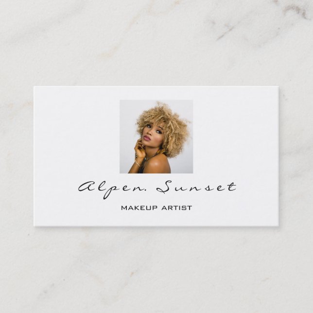 Carte De Visite Maquillage Artiste Photo Noir Blanc Minimalisme (Devant)