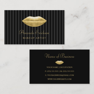 Carte De Visite Maquillage Artiste Professional Black Stripes Gold