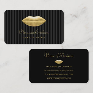 Carte De Visite Maquillage Artiste Professional Black Stripes Gold