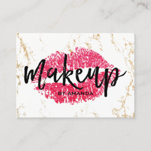 Carte De Visite Maquillage Artiste Red Lips Gold Marbre blanc Salo