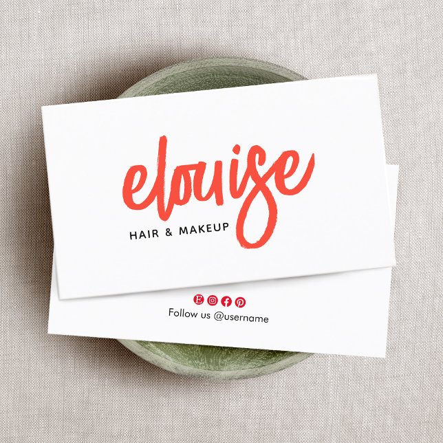 Carte De Visite Maquillage Artiste Red Script Business (Créateur téléchargé)