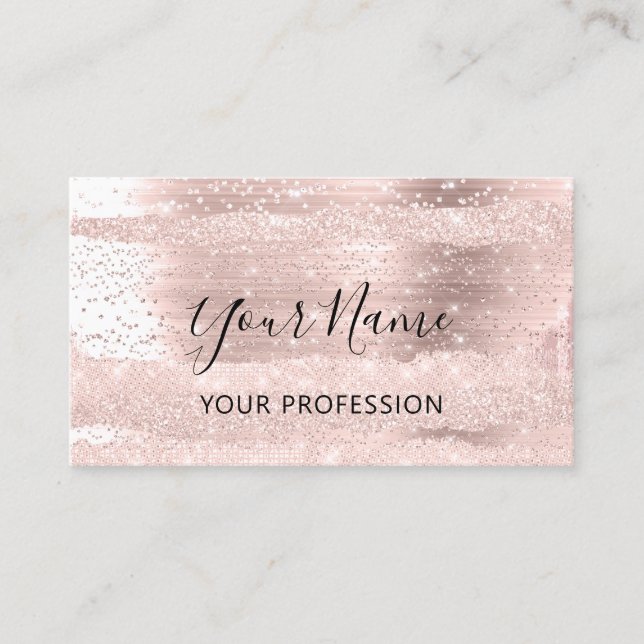 Carte De Visite Maquillage Artiste Rose Cosmetologue Confetti Stro (Devant)
