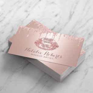 Carte De Visite Maquillage Artiste Rose Gold Drives Chic Lips Salo