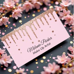 Carte De Visite Maquillage Artiste rose Gold Drives Parties scinti