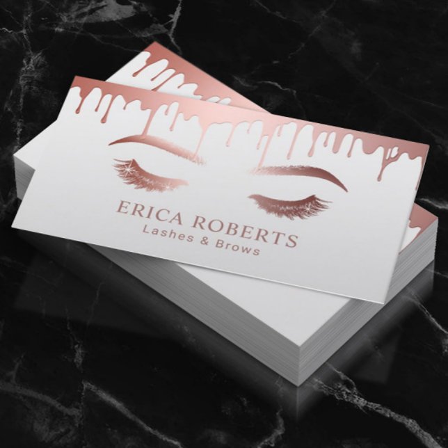 Carte De Visite Maquillage Artiste Rose Gold Lashes & Brows (Créateur téléchargé)