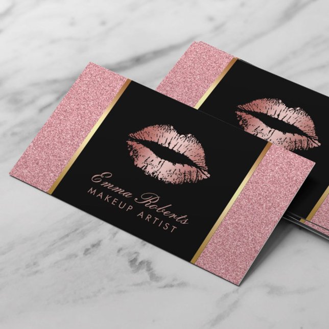 Carte De Visite Maquillage Artiste Rose Gold Parties scintillant L (Créateur téléchargé)