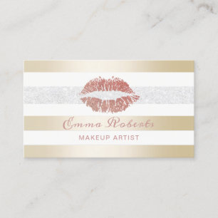 Carte De Visite Maquillage Artiste Rose Lièvres d'or Moderne Grill