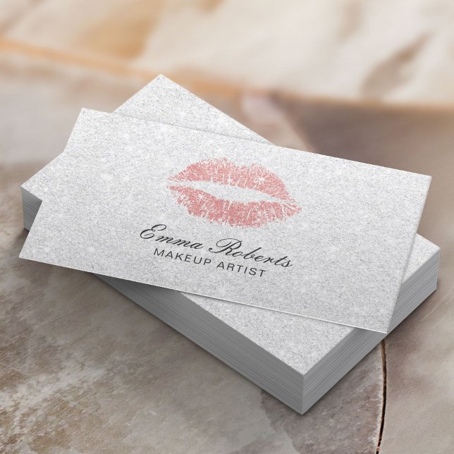 Carte De Visite Maquillage Artiste Rose Lips or Élégante Parties s (Créateur téléchargé)