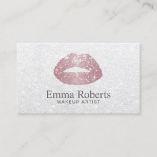 Carte De Visite Maquillage Artiste Rose Lips or Élégante Parties s