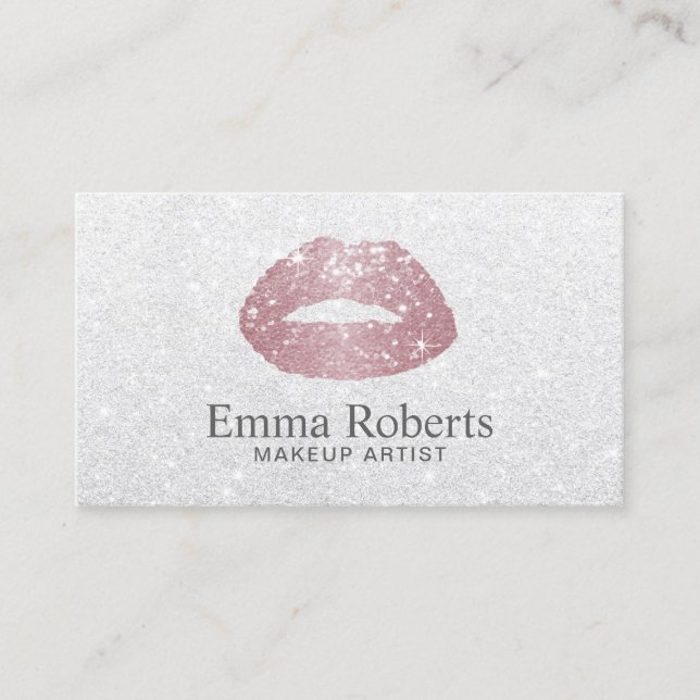 Carte De Visite Maquillage Artiste Rose Lips or Élégante Parties s (Devant)