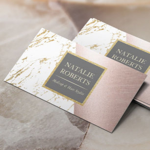 Carte De Visite Maquillage Artiste Rose Or Marbre moderne Coiffure