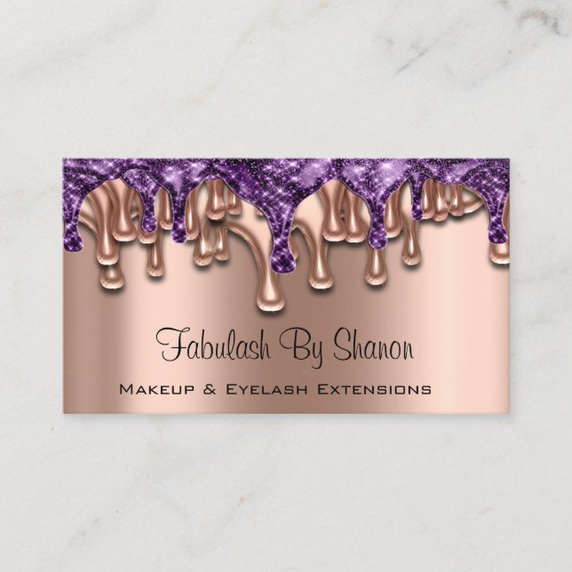 Carte De Visite Maquillage Artiste Rose Purple Drives Nails Salon (Devant)