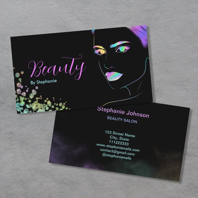 Carte De Visite Maquillage Artiste Salon de Beauté Parties scintil (Créateur téléchargé)
