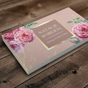 Carte De Visite Maquillage Artiste Salon des cheveux rose Floral R