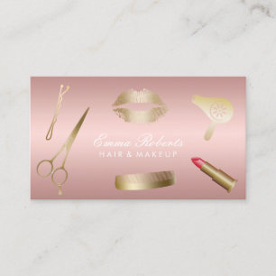 Carte De Visite Maquillage Artiste Salon des cheveux Rose Gold ten