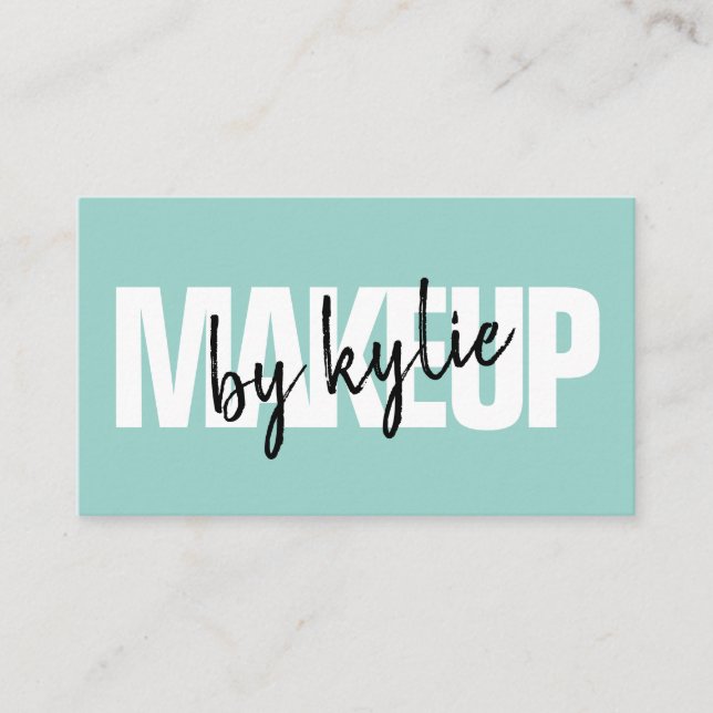 Carte De Visite Maquillage artiste signature en gras script menthe (Devant)