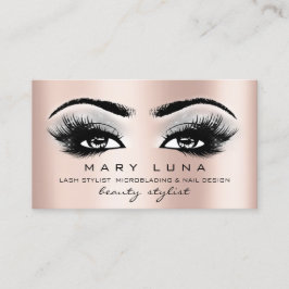 Carte De Visite Maquillage Artiste sourcils cils Rose gris