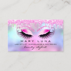 Carte De Visite Maquillage Artiste sourcils Lashes Drips Rose Fuch