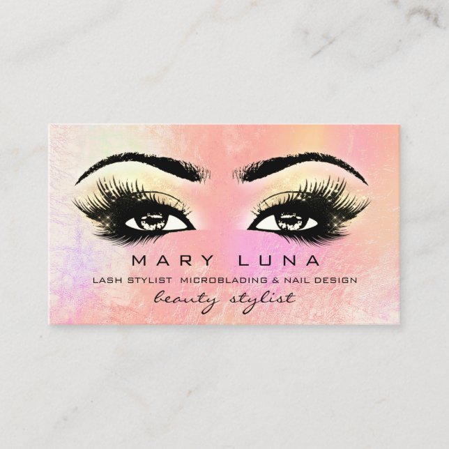 Carte De Visite Maquillage Artiste sourcils Lashes Rose Pastel (Devant)