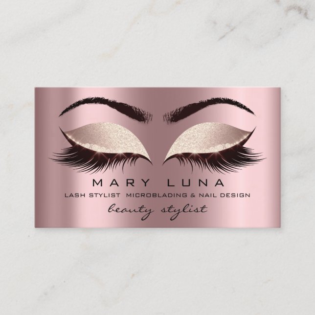 Carte De Visite Maquillage Artiste sourcils Lashes Rose social (Devant)