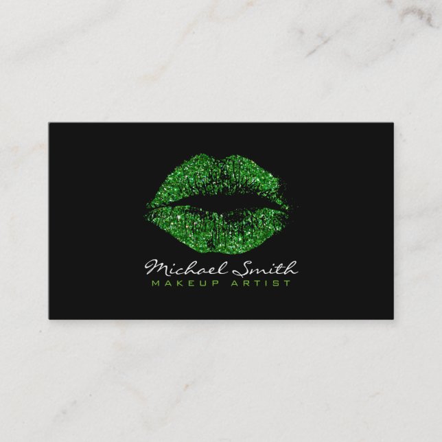 Carte De Visite Maquillage Artiste Stylish Parties scintillant ver (Devant)