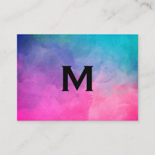 Carte De Visite Maquillage Artiste Texture Aquarelle Monogramme