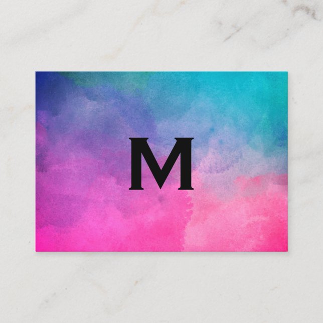 Carte De Visite Maquillage Artiste Texture Aquarelle Monogramme (Devant)
