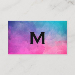 Carte De Visite Maquillage Artiste Texture Aquarelle Monogramme